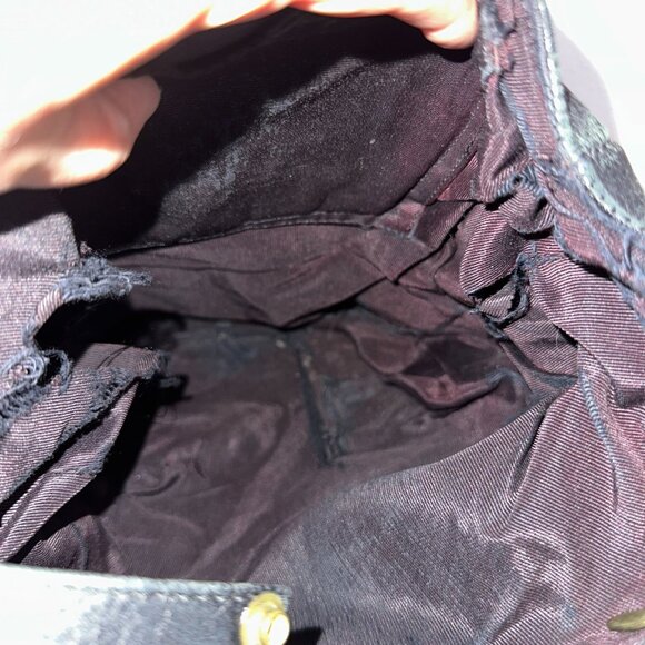 Vtg 90s Libaire Black Pebbled Soft Leather Backpack Bag Purse Flap USA Made - Picture 2 of 5